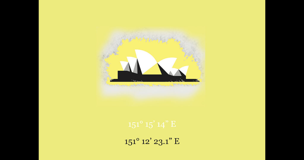 Illustration of Sydney Opera House against a yellow background